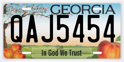GA license plate QAJ5454