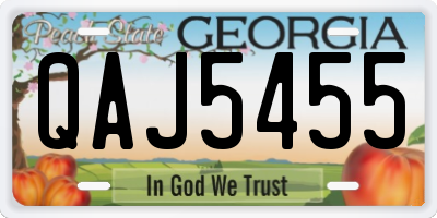 GA license plate QAJ5455