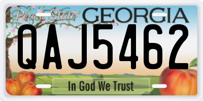 GA license plate QAJ5462
