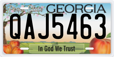 GA license plate QAJ5463