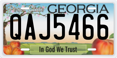 GA license plate QAJ5466