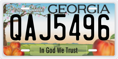 GA license plate QAJ5496