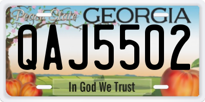 GA license plate QAJ5502