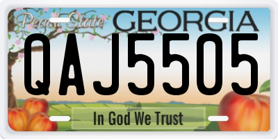 GA license plate QAJ5505