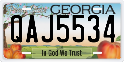 GA license plate QAJ5534