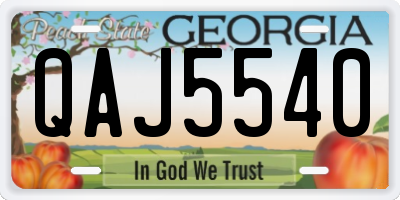 GA license plate QAJ5540