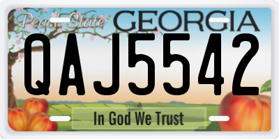 GA license plate QAJ5542
