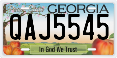 GA license plate QAJ5545