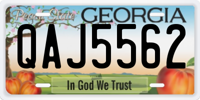 GA license plate QAJ5562