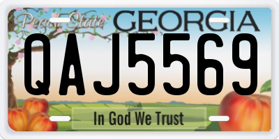GA license plate QAJ5569