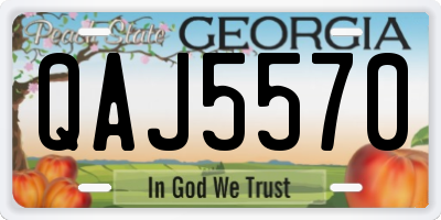 GA license plate QAJ5570