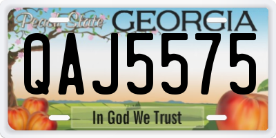 GA license plate QAJ5575