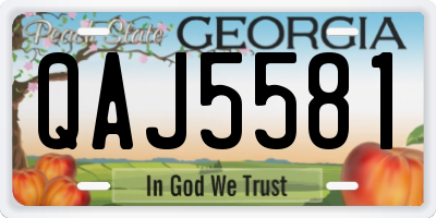 GA license plate QAJ5581