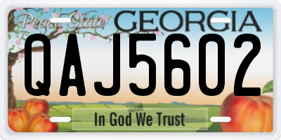 GA license plate QAJ5602