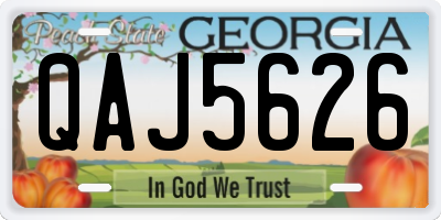 GA license plate QAJ5626