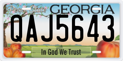 GA license plate QAJ5643