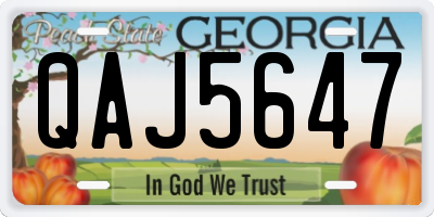 GA license plate QAJ5647
