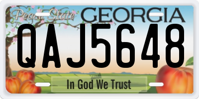 GA license plate QAJ5648