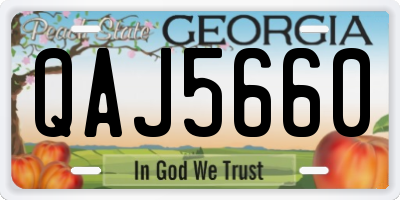 GA license plate QAJ5660