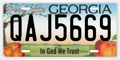 GA license plate QAJ5669