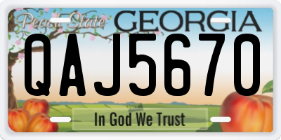 GA license plate QAJ5670
