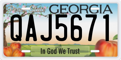 GA license plate QAJ5671