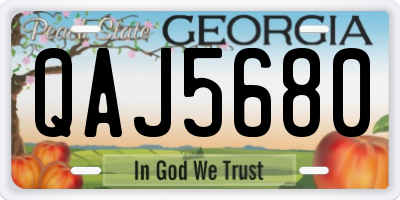 GA license plate QAJ5680