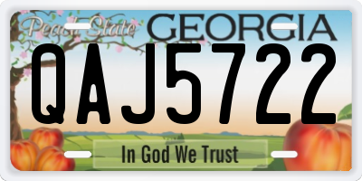 GA license plate QAJ5722