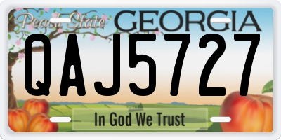 GA license plate QAJ5727