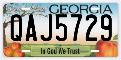 GA license plate QAJ5729