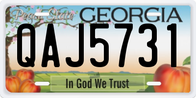 GA license plate QAJ5731