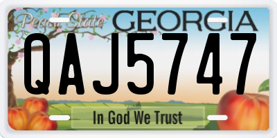 GA license plate QAJ5747