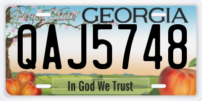 GA license plate QAJ5748