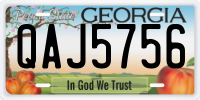 GA license plate QAJ5756