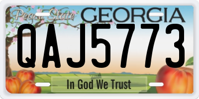 GA license plate QAJ5773