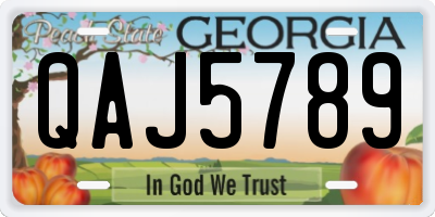 GA license plate QAJ5789