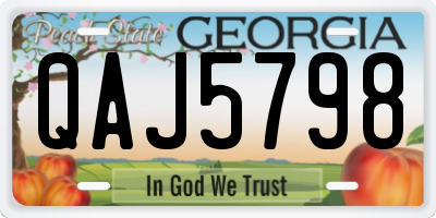GA license plate QAJ5798
