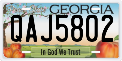 GA license plate QAJ5802