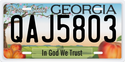 GA license plate QAJ5803