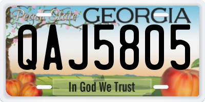 GA license plate QAJ5805