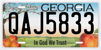 GA license plate QAJ5833