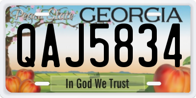 GA license plate QAJ5834