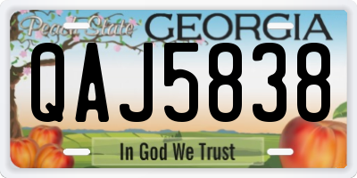 GA license plate QAJ5838