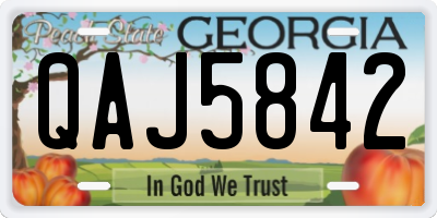 GA license plate QAJ5842