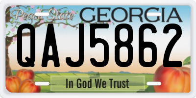 GA license plate QAJ5862