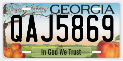GA license plate QAJ5869