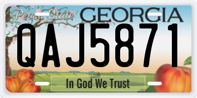 GA license plate QAJ5871