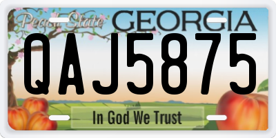 GA license plate QAJ5875