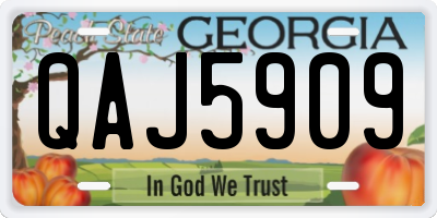 GA license plate QAJ5909