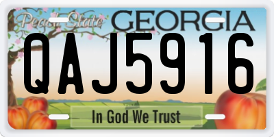 GA license plate QAJ5916